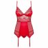 Obsessive Lovica - Spitzenstrumpfhalter-Oberteil und Tanga (rot)  - L/XL