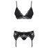 Obsessive 810-SEG-1 - Schwarzes Spitzen-Dessous-Set