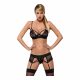 Obsessive Wonderia - bestickte Spitzenunterwäsche-Set (schwarz)  - L/XL