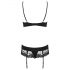 Obsessive Wonderia - Besticktes Spitzen-Set (Schwarz) - L/XL