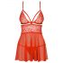 Obsessive 838-BAB-3 - Pikantes Spitzen-Babydoll mit Tanga (Rot) 