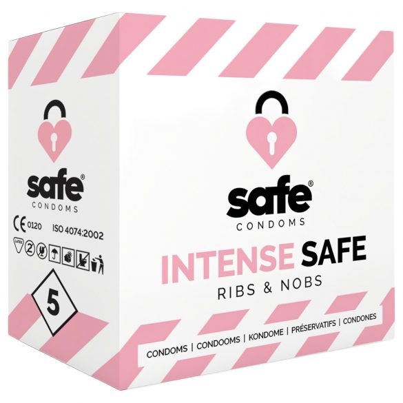 SAFE Intense - gerippte & genoppte Kondome (5 Stk)