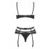 Obsessive Heartina - Blumige Dessous-Set mit herzförmigem Schmuck (schwarz)  - L/XL