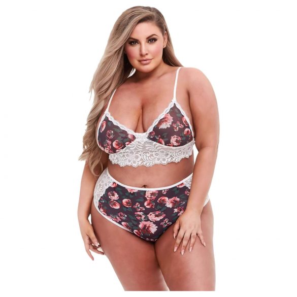 Baci Plus Size - Florales, Spitzen-BH-Set mit hoher Taille